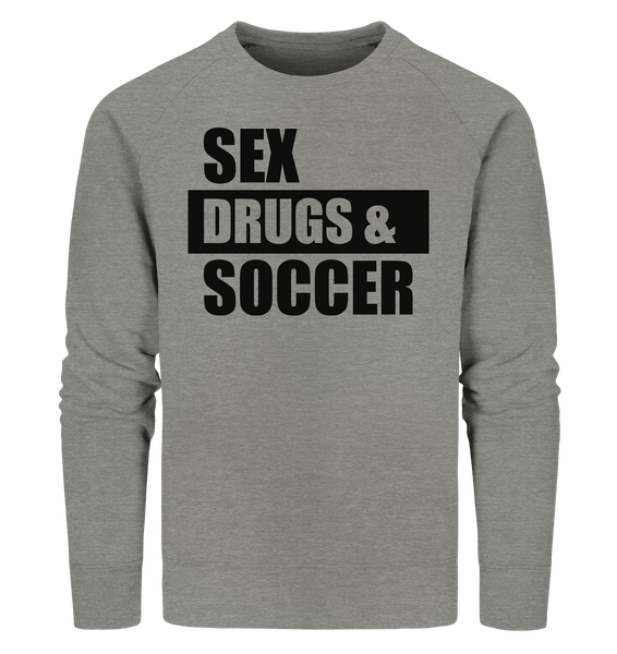 N.O.S.W. BLOCK Fanblock Sweater "SEX, DRUGS & SOCCER" Männer Organic Sweatshirt mid heather grau