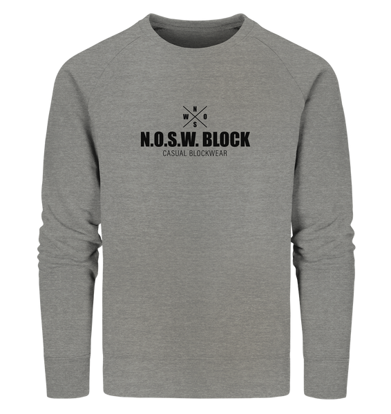 N.O.S.W. BLOCK Sweater "CREW NULL40" Männer Organic Sweatshirt mid heather grau