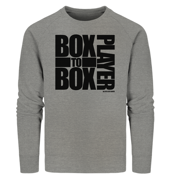 N.O.S.W. BLOCK Fanblock Sweater "BOX TO BOX PLAYER" Männer Organic Sweatshirt mid heather grau