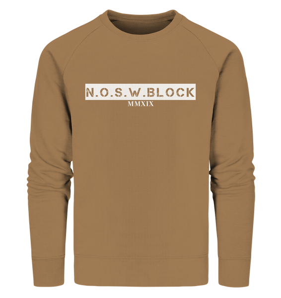 N.O.S.W. BLOCK Sweater "MMXIX" Männer Organic Sweatshirt camel