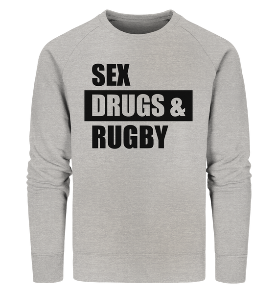 N.O.S.W. BLOCK Fanblock Sweater "SEX, DRUGS & RUGBY" Männer Organic Sweatshirt heather grau