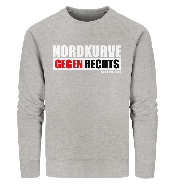 N.O.S.W. BLOCK Gegen Rechts Sweater "NORDKURVE GEGEN RECHTS" Männer Organic Sweatshirt heather grau