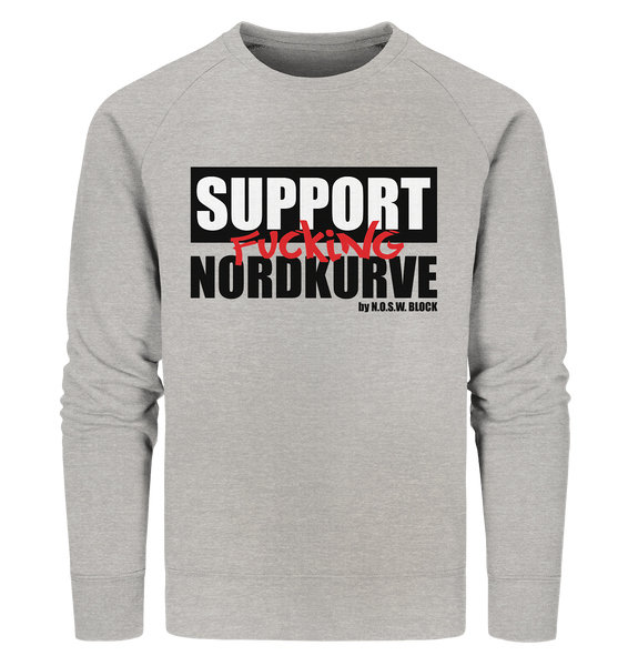 N.O.S.W. BLOCK Fanblock Sweater "SUPPORT FUCKING NORDKURVE" Männer Organic Sweatshirt heathergrau