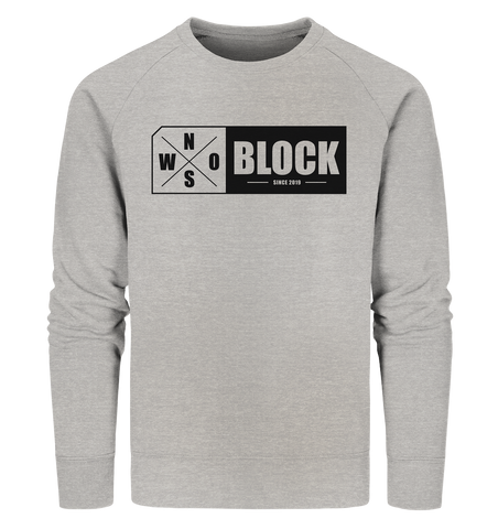N.O.S.W. BLOCK Logo Sweater Männer Organic Sweatshirt heather grau