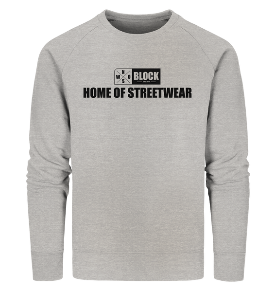 N.O.S.W. BLOCK Sweater "HOME OF STREETWEAR" Männer Organic Sweatshirt heather grau