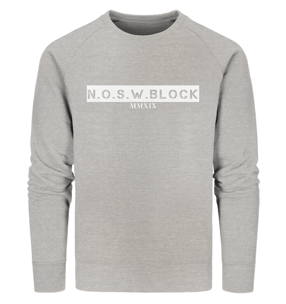 N.O.S.W. BLOCK Sweater "MMXIX" Männer Organic Sweatshirt heather grau