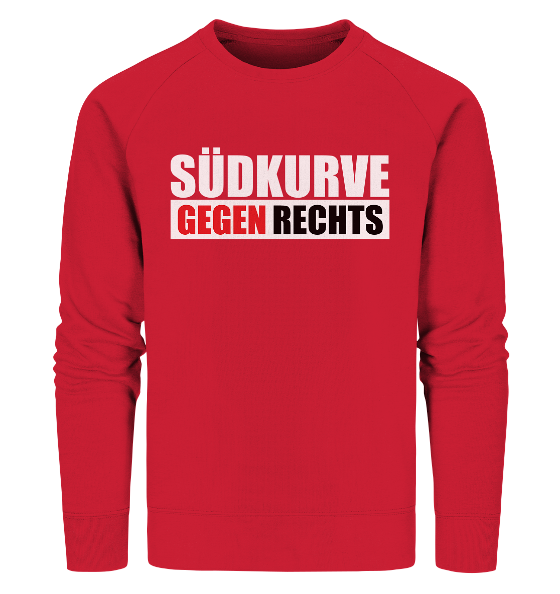 N.O.S.W. BLOCK Gegen Rechts Sweater "SÜDKURVE GEGEN RECHTS" Männer Organic Sweatshirt rot