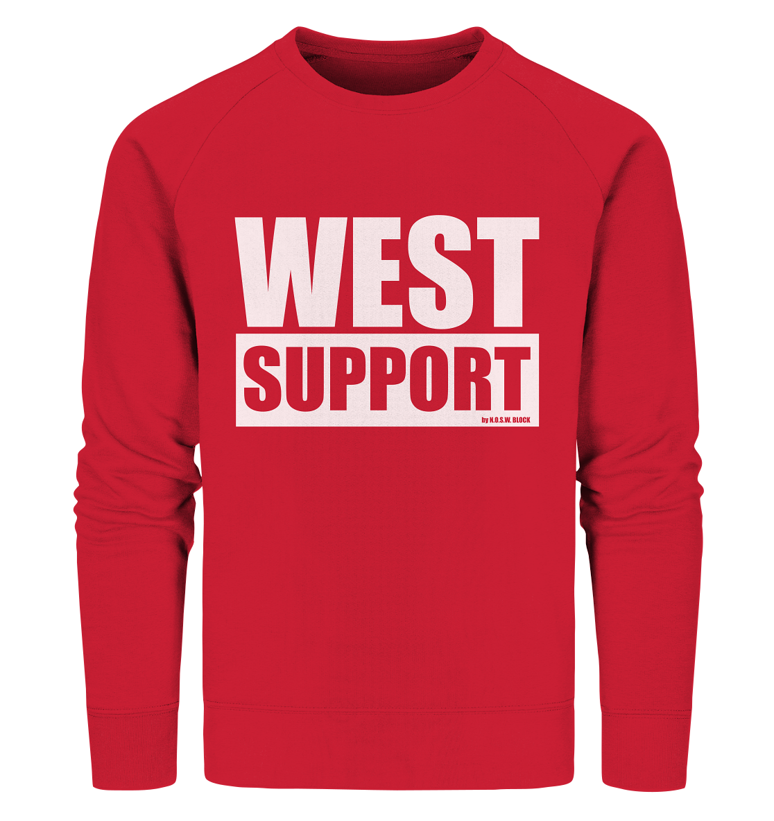N.O.S.W. BLOCK Fanblock Sweater "WEST SUPPORT" Männer Organic Sweatshirt rot