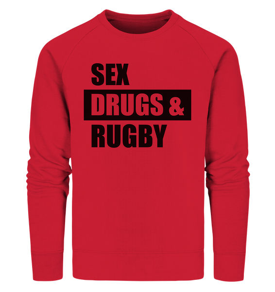 N.O.S.W. BLOCK Fanblock Sweater "SEX, DRUGS & RUGBY" Männer Organic Sweatshirt rot