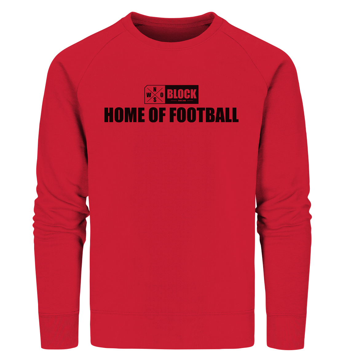 N.O.S.W. BLOCK Sweater "HOME OF FOOTBALL" Männer Organic Sweatshirt rot