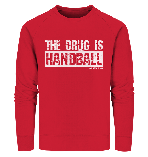 N.O.S.W. BLOCK Fanblock Sweater "THE DRUG IS HANDBALL" Männer Organic Sweatshirt rot