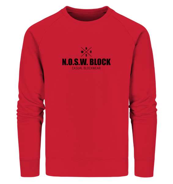 N.O.S.W. BLOCK Sweater "CREW NULL40" Männer Organic Sweatshirt rot