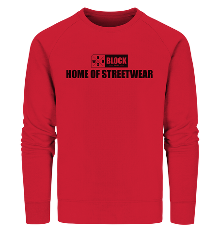 N.O.S.W. BLOCK Sweater "HOME OF STREETWEAR" Männer Organic Sweatshirt rot