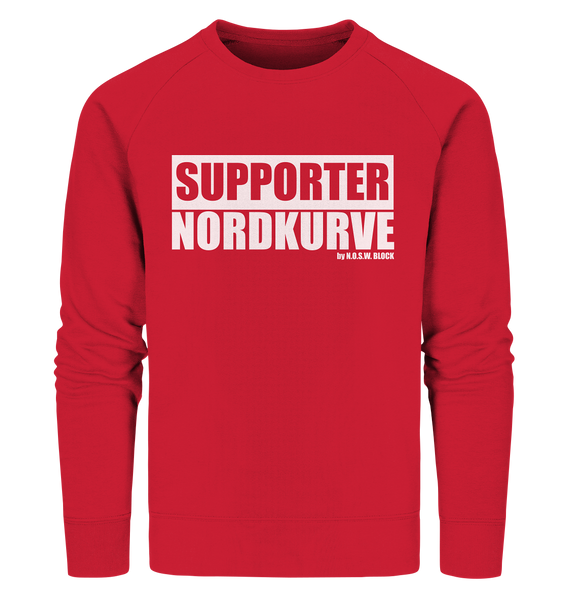 N.O.S.W. BLOCK Fanblock Sweater "SUPPORTER NORDKURVE" Männer Organic Sweatshirt rot