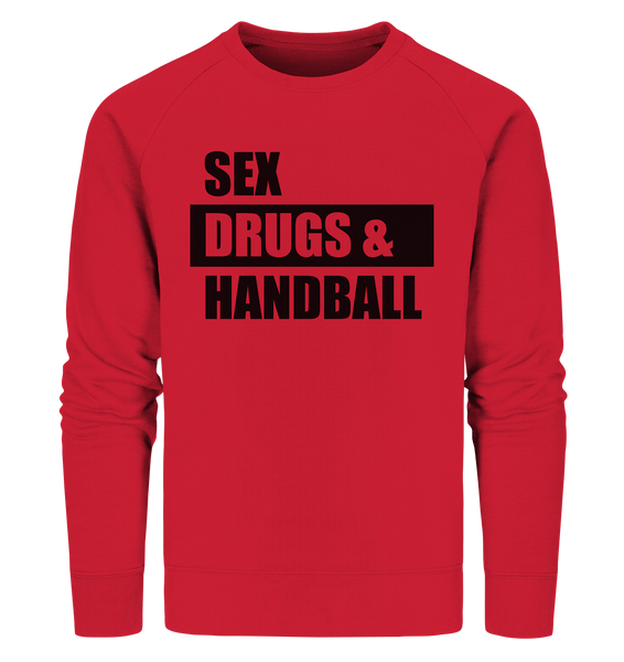 N.O.S.W. BLOCK Fanblock Sweater "SEX, DRUGS & HANDBALL" Männer Organic Sweatshirt rot