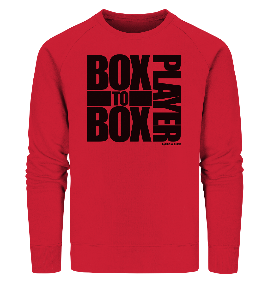 N.O.S.W. BLOCK Fanblock Sweater "BOX TO BOX PLAYER" Männer Organic Sweatshirt rot