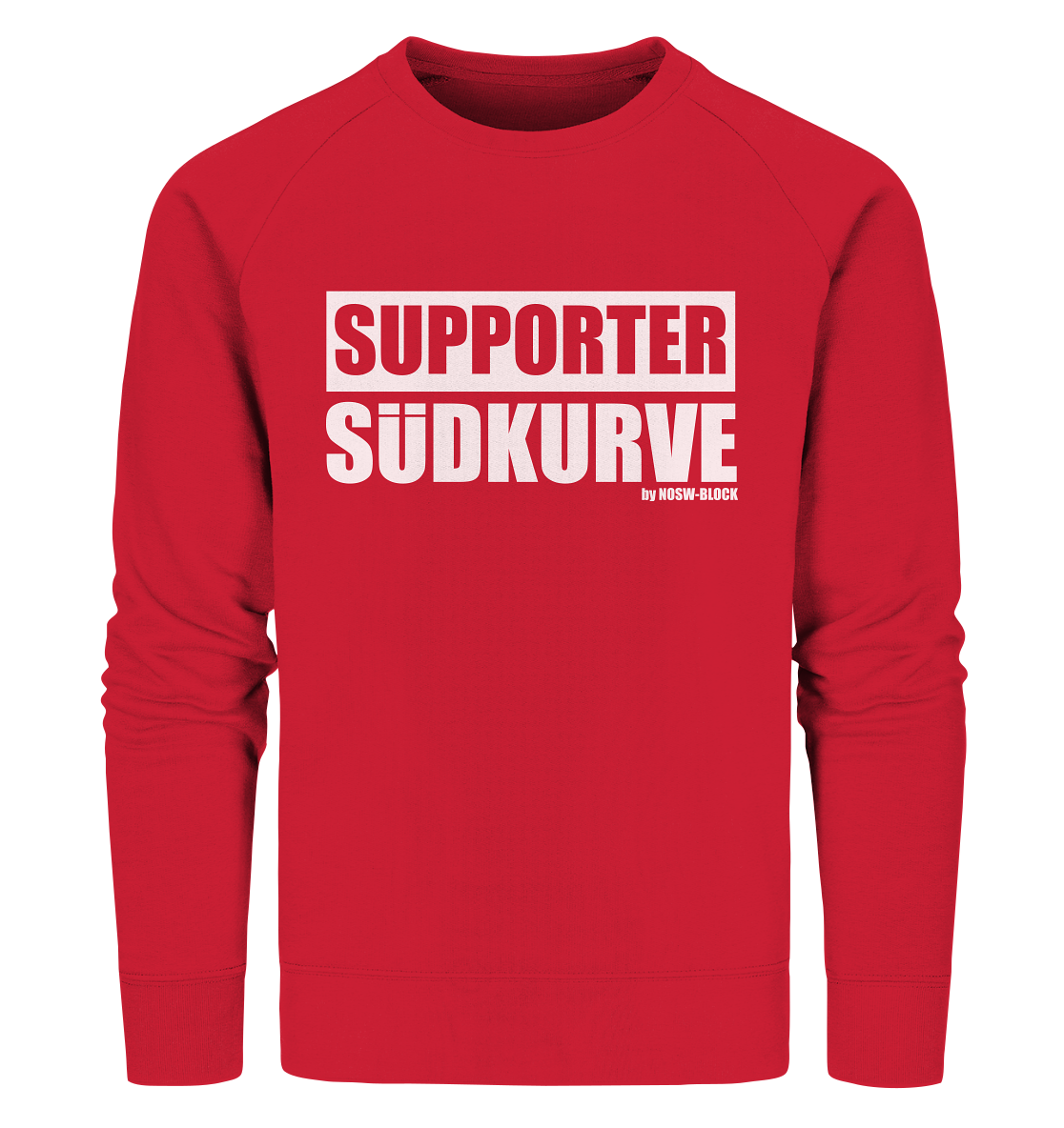 N.O.S.W. BLOCK Fanblock Sweater "SUPPORTER SÜDKURVE" Männer Organic Sweatshirt rot