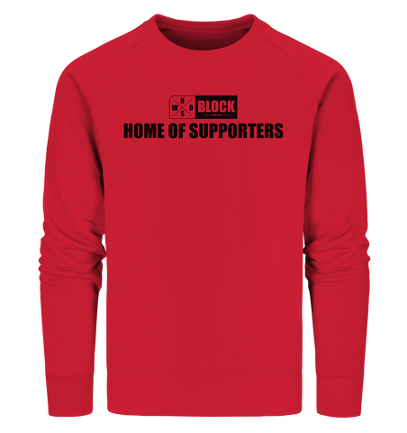 N.O.S.W. BLOCK Hoodie "HOME OF SUPPORTERS" Männer Organic Sweatshirt rot