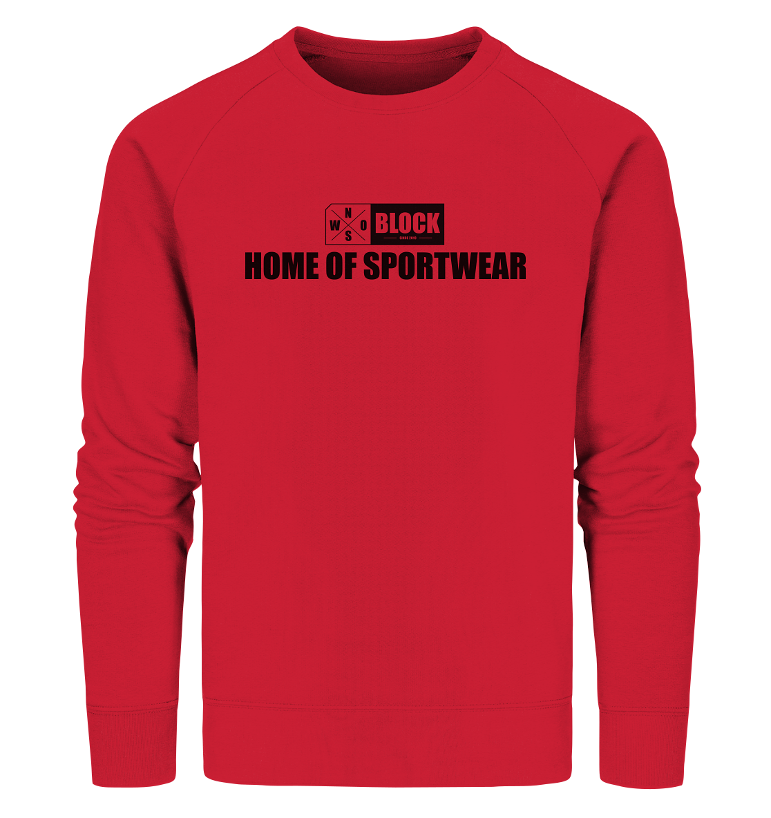 N.O.S.W. BLOCK Sweater "HOME OF SPORTWEAR" Männer Organic Sweatshirt rot