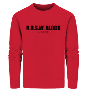 N.O.S.W. BLOCK Sweater "N.O.S.W. BLOCK ATHLETICS" Männer Organic Sweatshirt rot