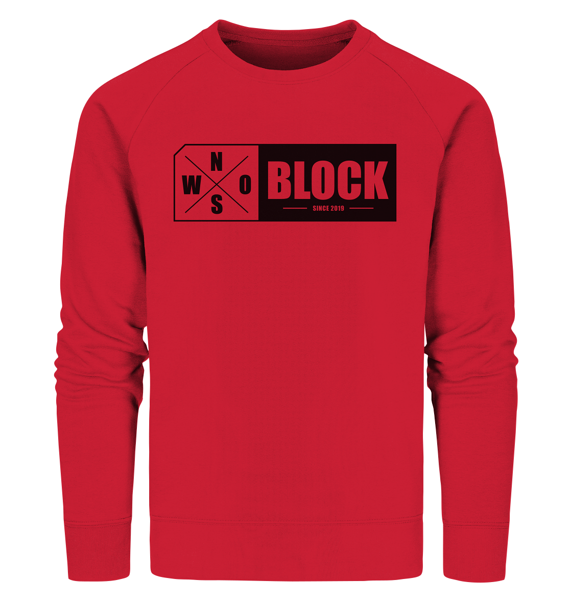 N.O.S.W. BLOCK Logo Sweater Männer Organic Sweatshirt rot