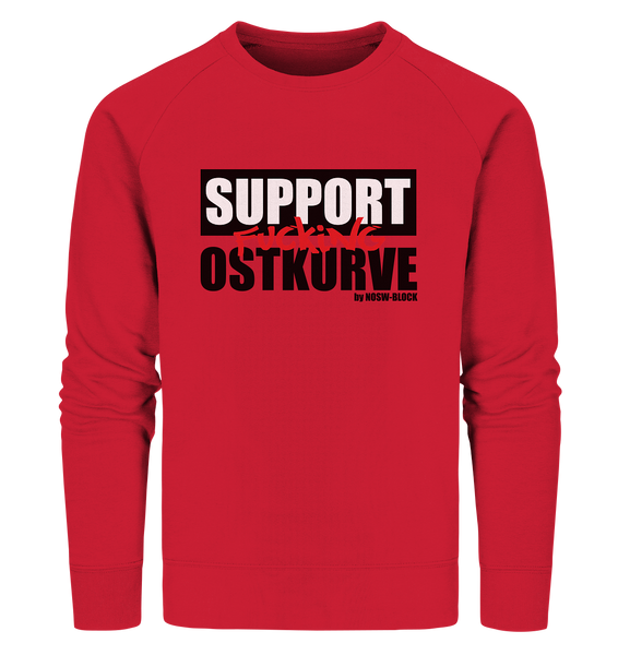 N.O.S.W. BLOCK Fanblock Sweater "SUPPORT FUCKING OSTKURVE" Männer Organic Sweatshirt red