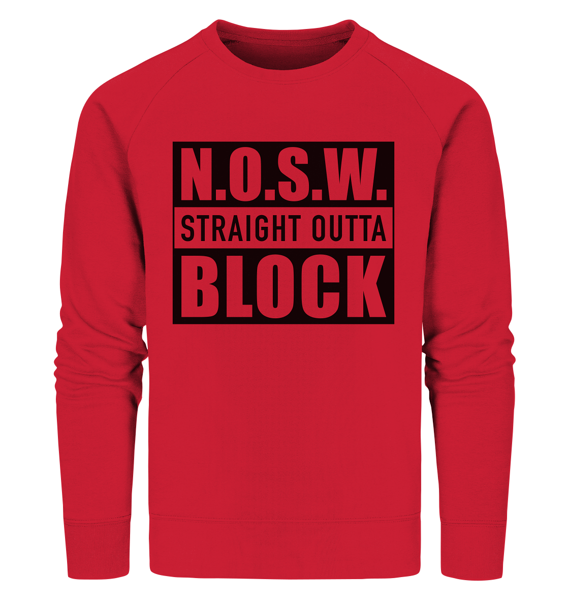 N.O.S.W. BLOCK Sweater "STRAIGHT OUTTA" Männer Organic Sweatshirt rot