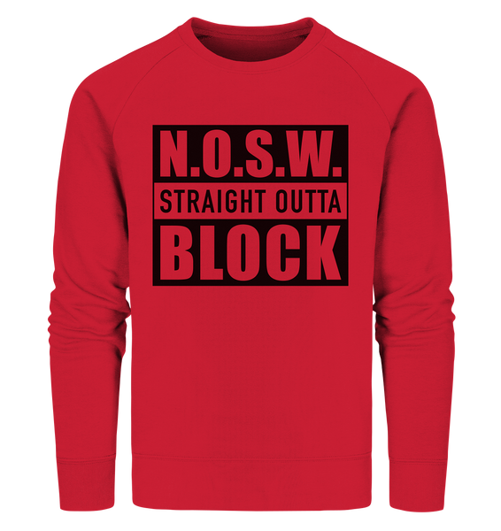 N.O.S.W. BLOCK Sweater "STRAIGHT OUTTA" Männer Organic Sweatshirt rot