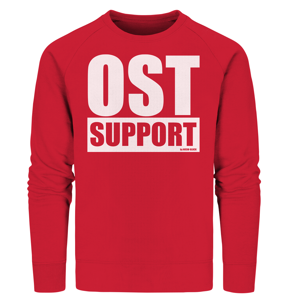 N.O.S.W. BLOCK Fanblock Sweater "OST SUPPORT" Männer Organic Sweatshirt rot