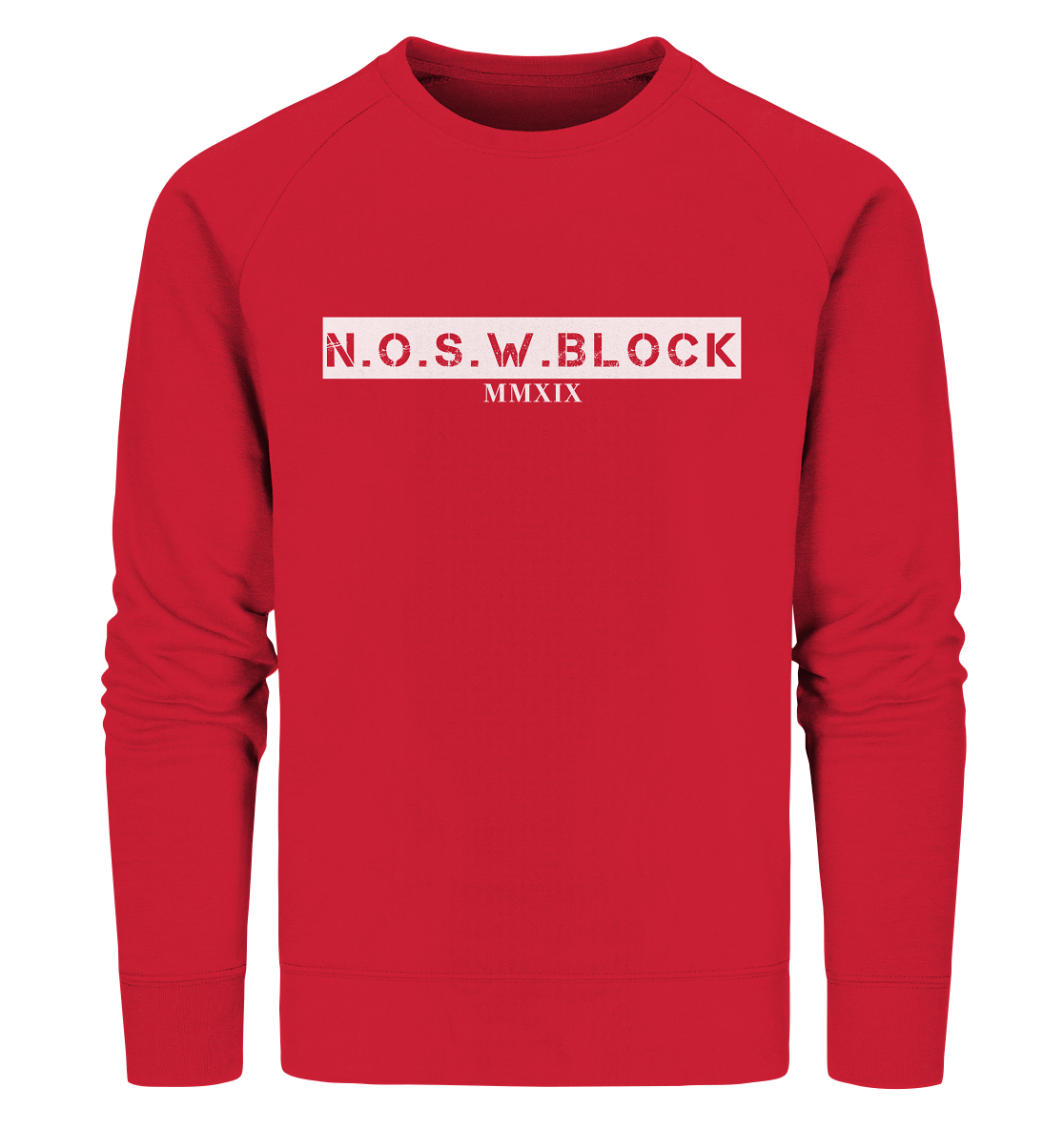 N.O.S.W. BLOCK Sweater "MMXIX" Männer Organic Sweatshirt rot