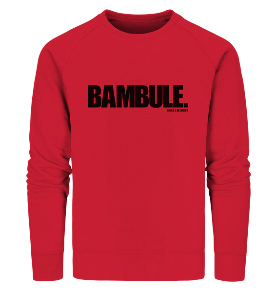 N.O.S.W. BLOCk Fanblock Sweater "BAMBULE." Organic Sweatshirt rot
