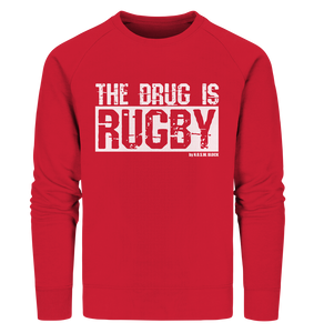 N.O.S.W. BLOCK Fanblock Sweater "THE DRUG IS RUGBY" Männer Organic Sweatshirt rot