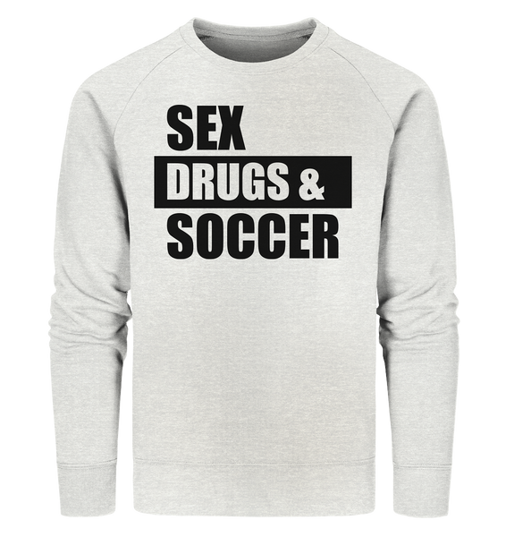 N.O.S.W. BLOCK Fanblock Sweater "SEX, DRUGS & SOCCER" Männer Organic Sweatshirt creme heather grau