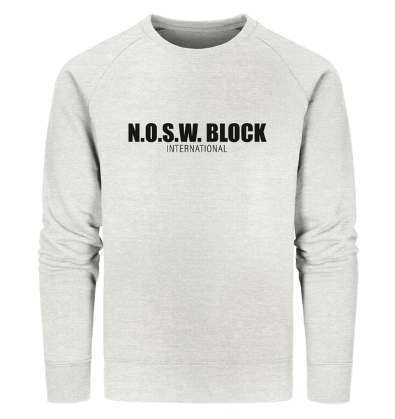 N.O.S.W. BLOCK Sweater "N.O.S.W. BLOCK INTERNATIONAL" Männer Organic Sweatshirt creme heather grau