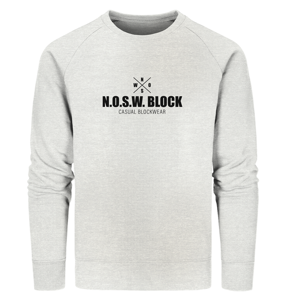 N.O.S.W. BLOCK Sweater "CREW NULL40" Männer Organic Sweatshirt creme heather grau