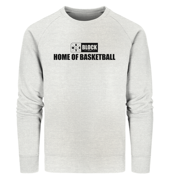 N.O.S.W. BLOCK Sweater "HOME OF BASKETBALL" Männer Organic Sweatshirt creme heather grau