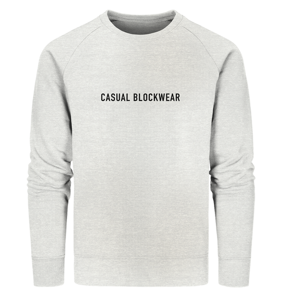 N.O.S.W. BLOCK Hoodie "CASUAL BLOCKWEAR" beidseitig bedruckter Männer Organic Sweatshirt creme heather grau