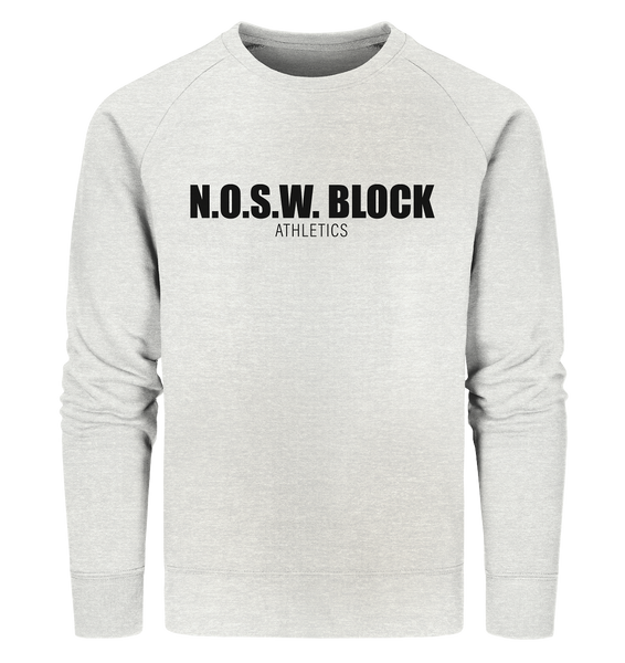 N.O.S.W. BLOCK Sweater "N.O.S.W. BLOCK ATHLETICS" Männer Organic Sweatshirt creme heather grau