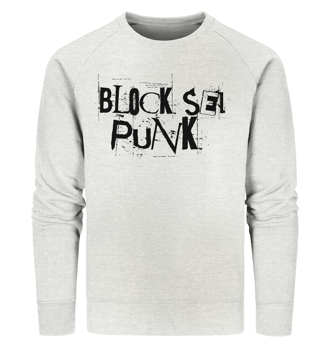 N.O.S.W. BLOCK Fanblock Sweater "BLOCK SEI PUNK" Männer Organic Sweatshirt creme heather grau