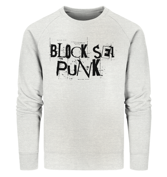 N.O.S.W. BLOCK Fanblock Sweater "BLOCK SEI PUNK" Männer Organic Sweatshirt creme heather grau