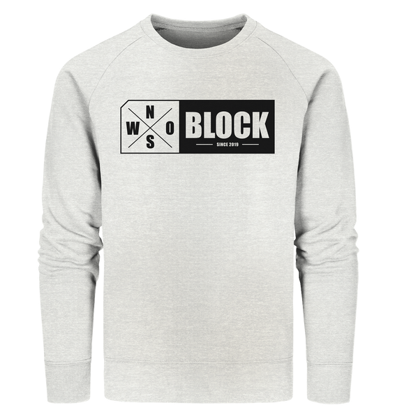 N.O.S.W. BLOCK Logo Sweater Männer Organic Sweatshirt creme heather grau