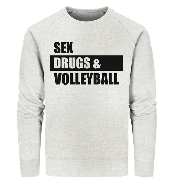 N.O.S.W. BLOCK Fanblock Sweater "SEX, DRUGS & VOLLEYBALL" Männer Organic Sweatshirt creme heather grau