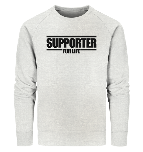 SUPPORTER Sweater "SUPPORTER FOR LIFE" Männer Organic Sweatshirt creme heather grau