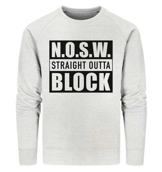N.O.S.W. BLOCK Sweater "STRAIGHT OUTTA" Männer Organic Sweatshirt creme heather grau