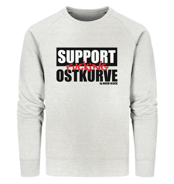 N.O.S.W. BLOCK Fanblock Sweater "SUPPORT FUCKING OSTKURVE" Männer Organic Sweatshirt cremegrau