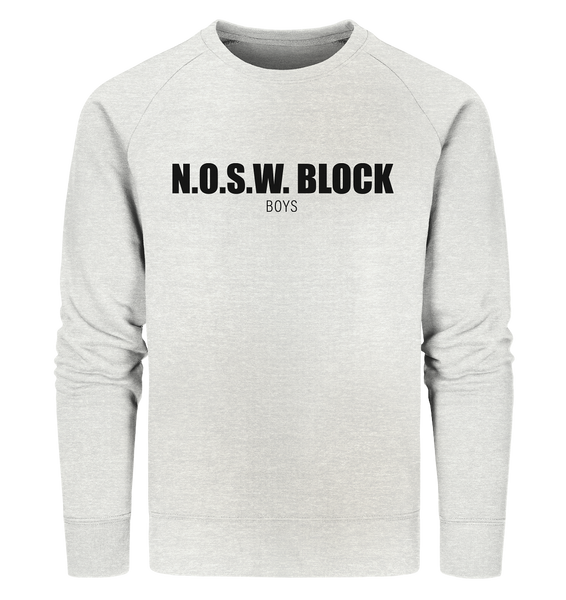 N.O.S.W. BLOCK Sweater "N.O.S.W. BLOCK BOYS" Männer Organic Sweatshirt creme heather grau