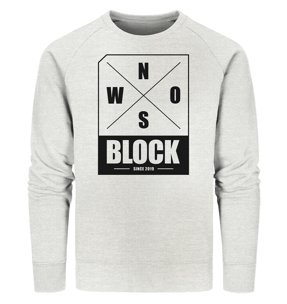 N.O.S.W. BLOCK Logo Männer Organic Sweatshirt creme heather grau