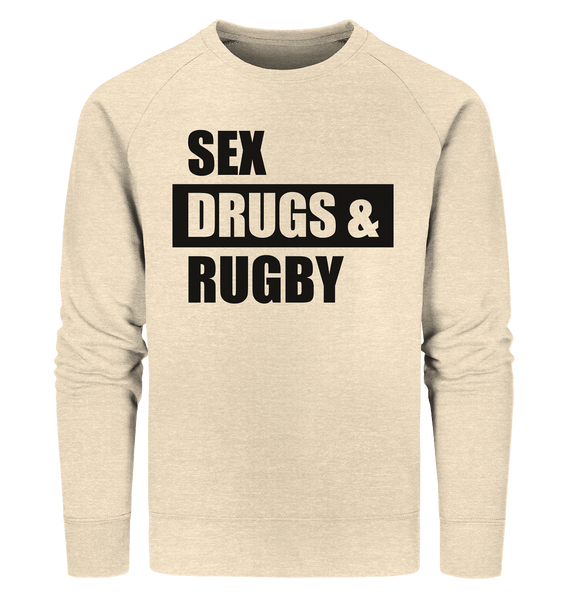 N.O.S.W. BLOCK Fanblock Sweater "SEX, DRUGS & RUGBY" Männer Organic Sweatshirt natural raw