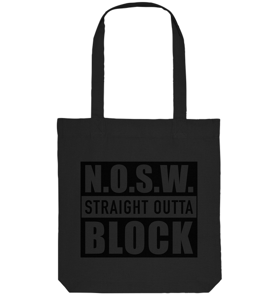 N.O.S.W. BLOCK Organic Tote-Bag "STRAIGHT OUTTA" Baumwolltasche schwarz