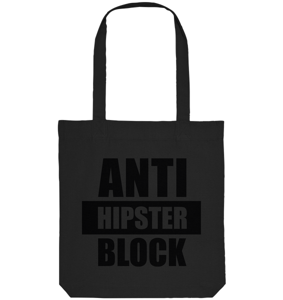 N.O.S.W. BLOCK Fanblock Tote-Bag "ANTI HIPSTER BLOCK" Organic Baumwolltasche schwarz